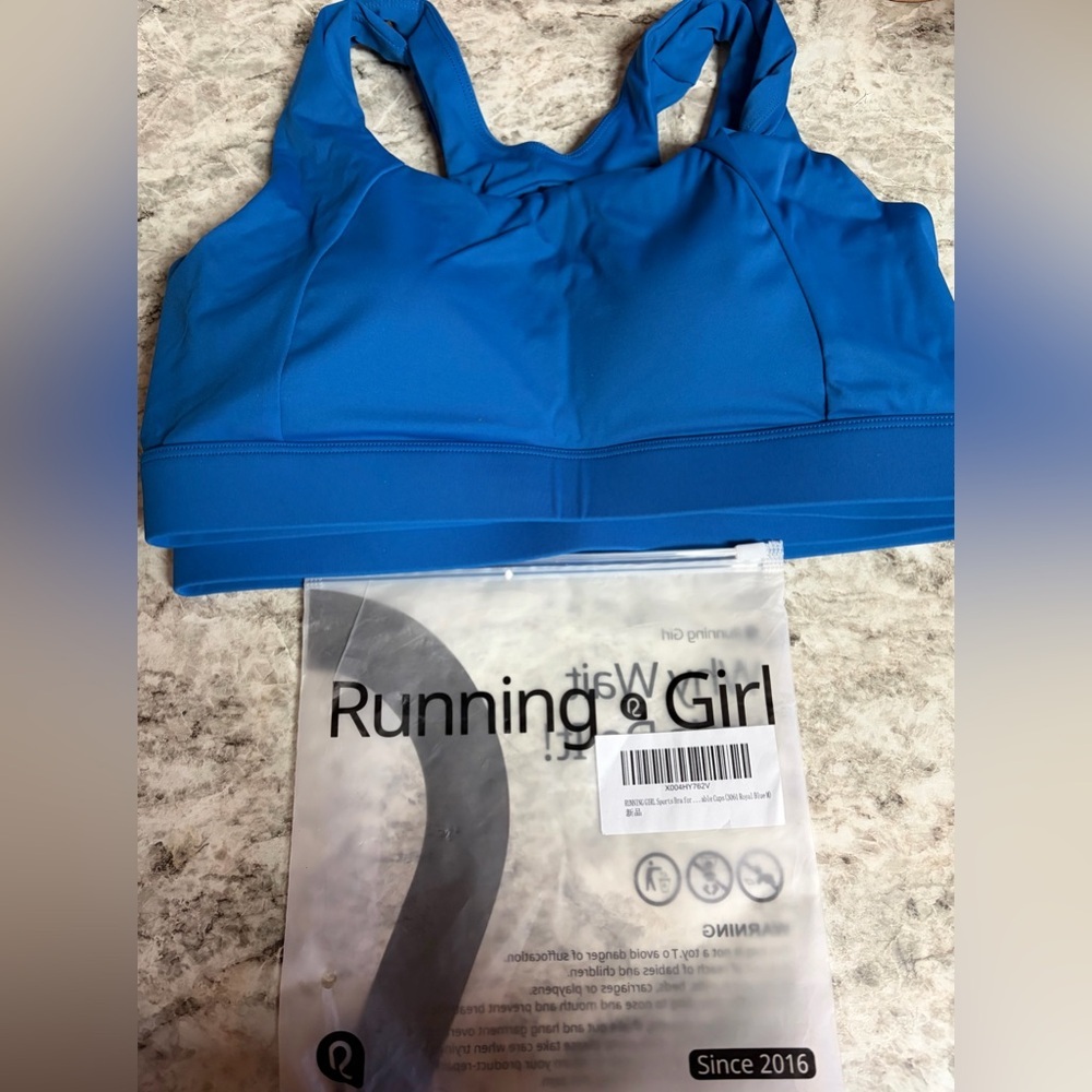 Running Girl High Impact Sports Bra Royal Blue Size Medium (2) NWT w/Sewn Pads - Picture 5 of 9